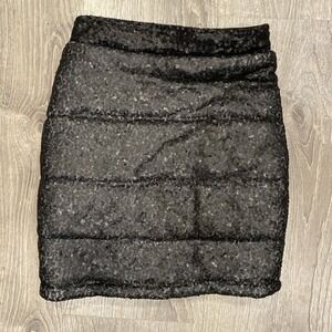 Women's Black Sequined Mini Puffer Skirt‎ Size XS Fashion Nova